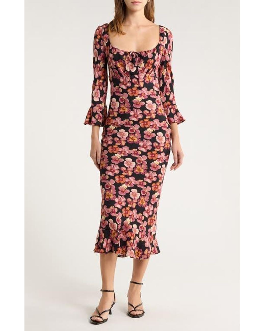 Reformation Kiley Floral Print Midi Dress | Lyst