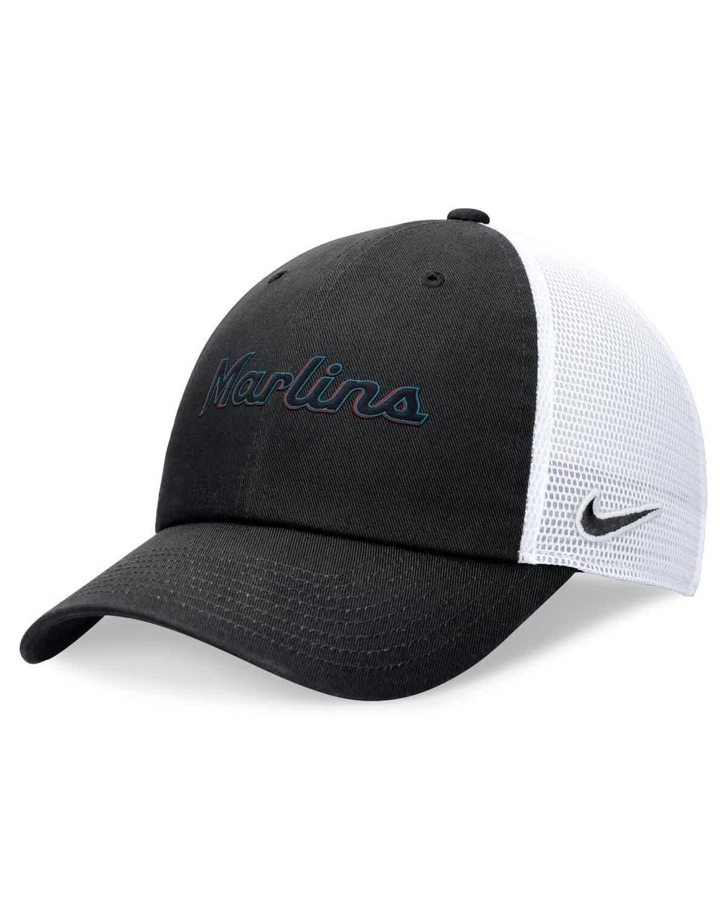 Nike Black Miami Marlins Wordmark Adjustable Trucker Hat for men
