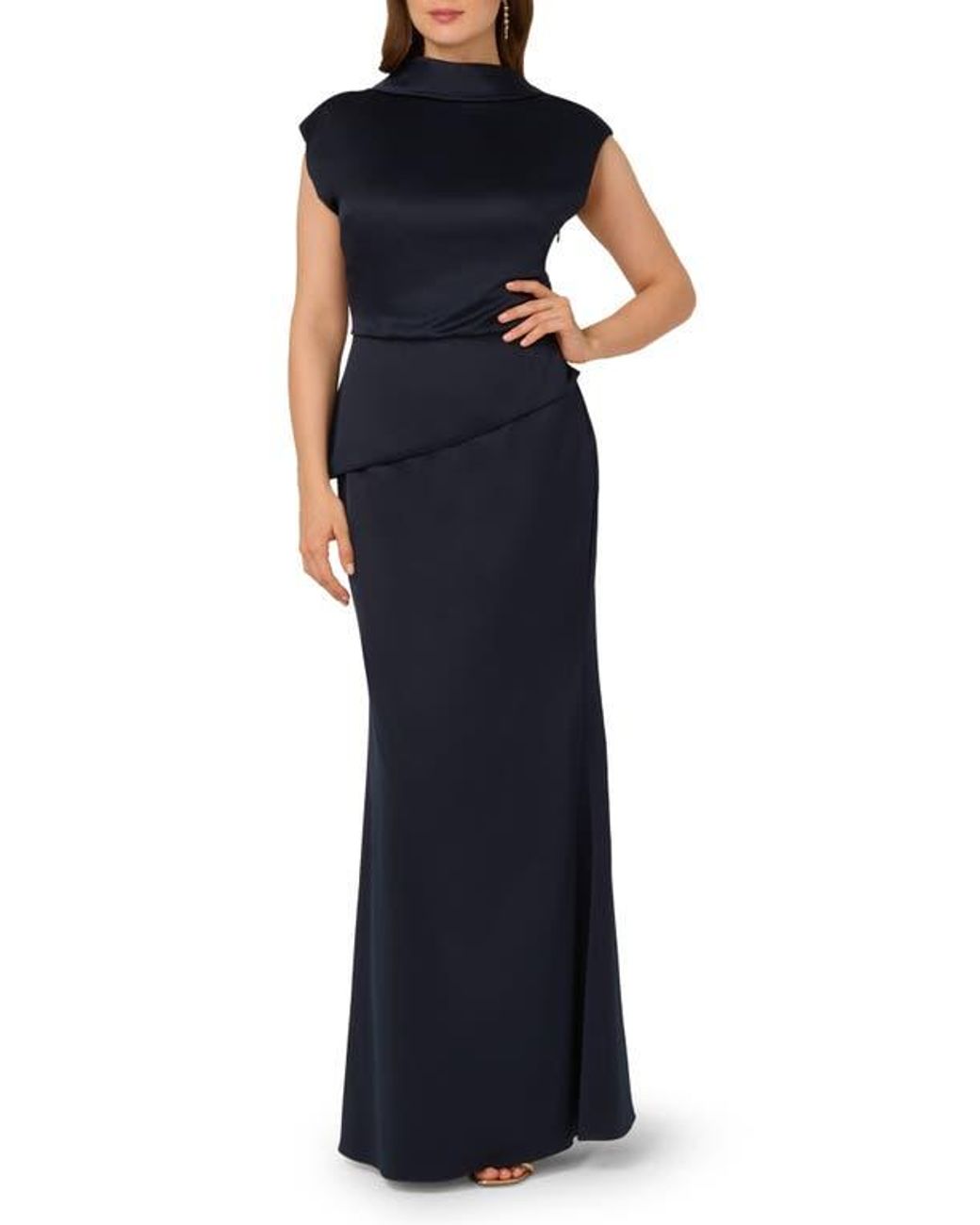 sachin and babi light blue dress Adrianna Papell Sleeveless Draped Floral Chiffon Midi Sheath Dress main image 0