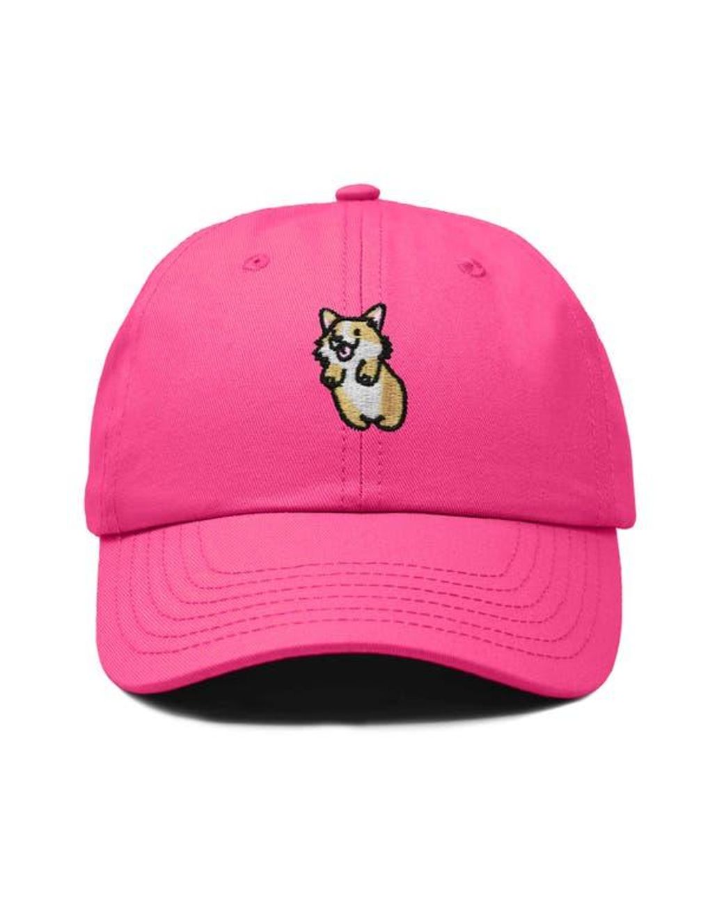 Alix Pink Leaping Corgi Embroidered Cap
