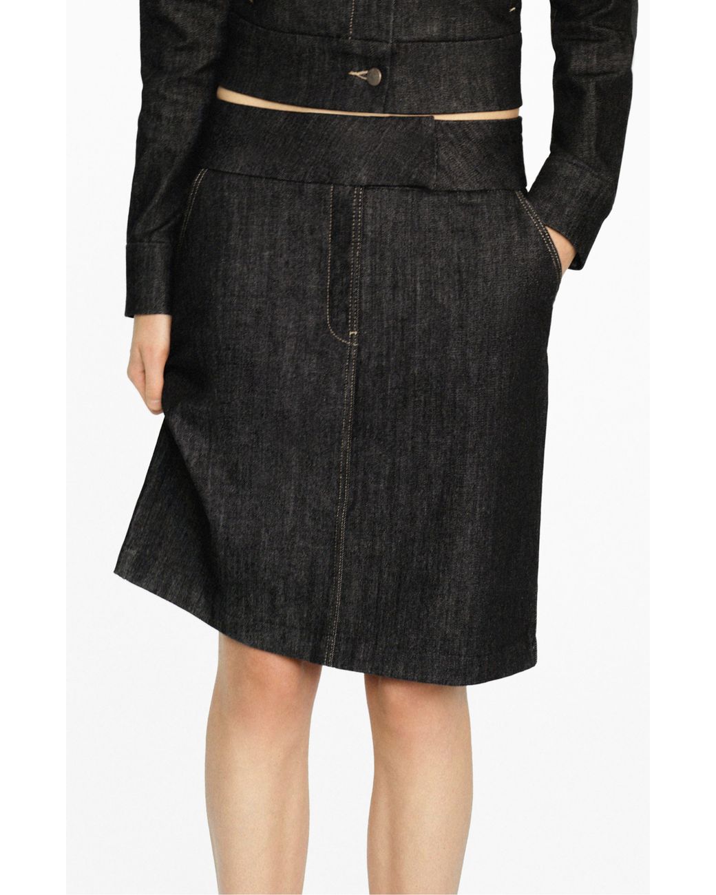 Mango Black Denim Skirt