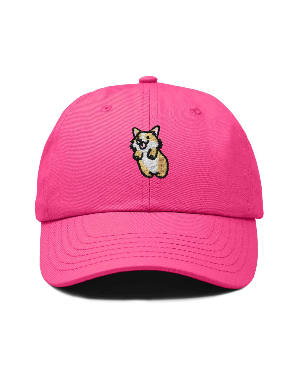 Alix Pink Leaping Corgi Embroidered Cap
