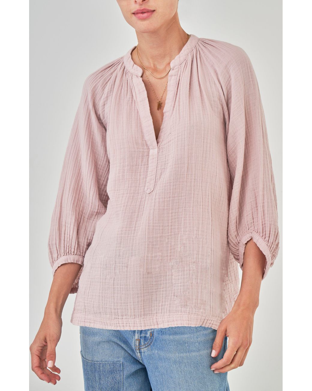 ocean + main Pink Gauze Top