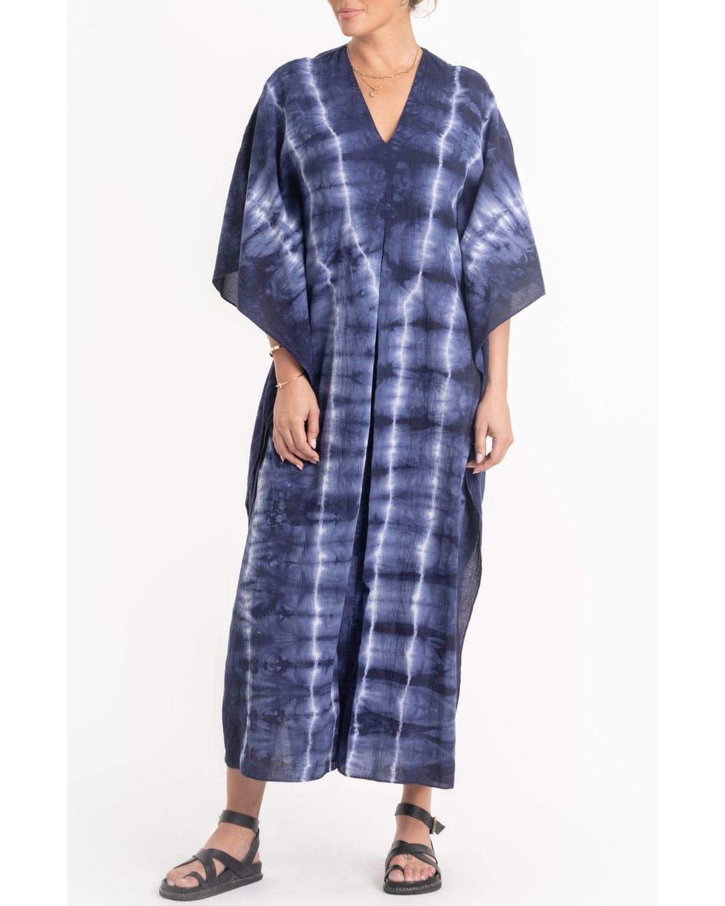 ocean + main Blue Maxi Cotton Caftan