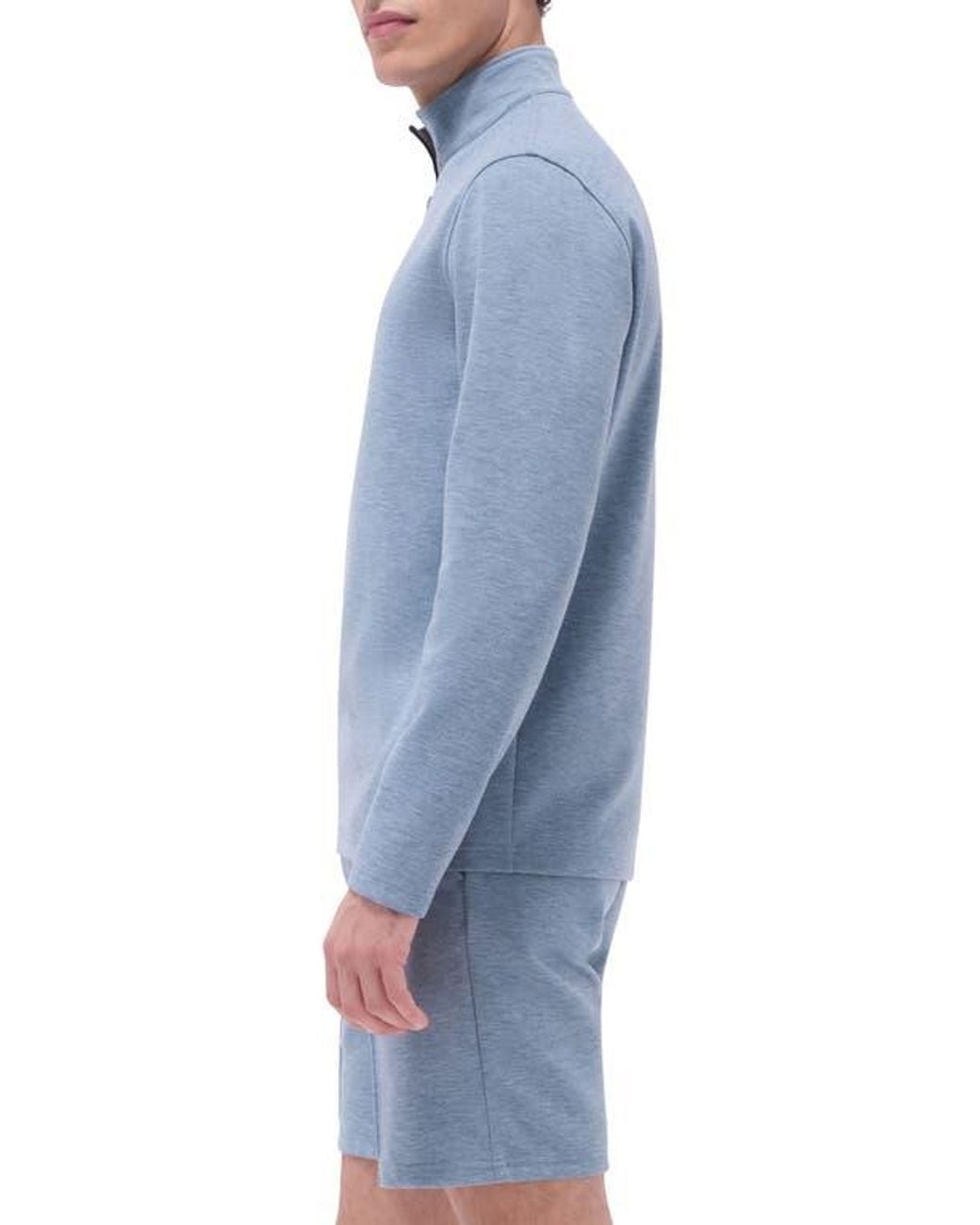 Bugatchi Blue Quarter Zip Performance Pullover for men