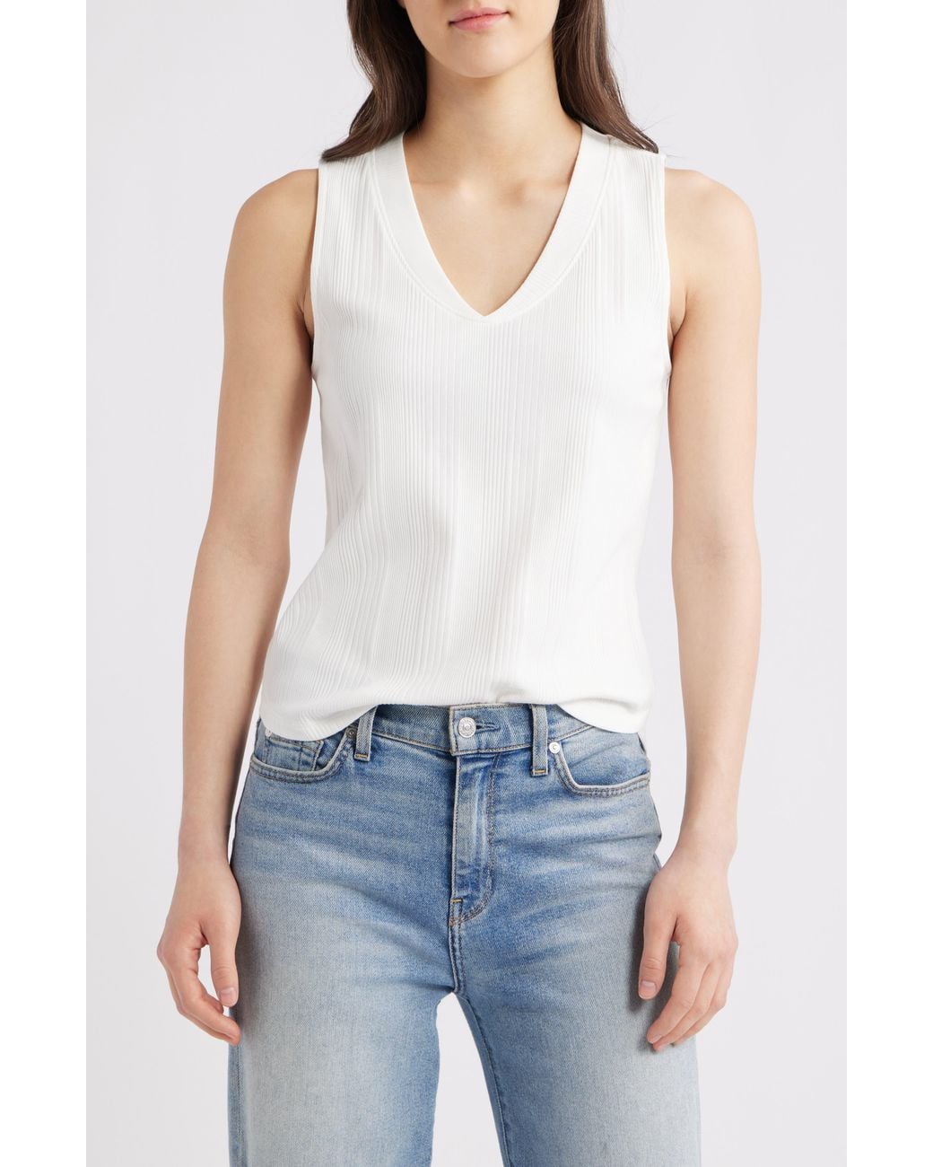 Wit & Wisdom Blue V-Neck Rib Tank
