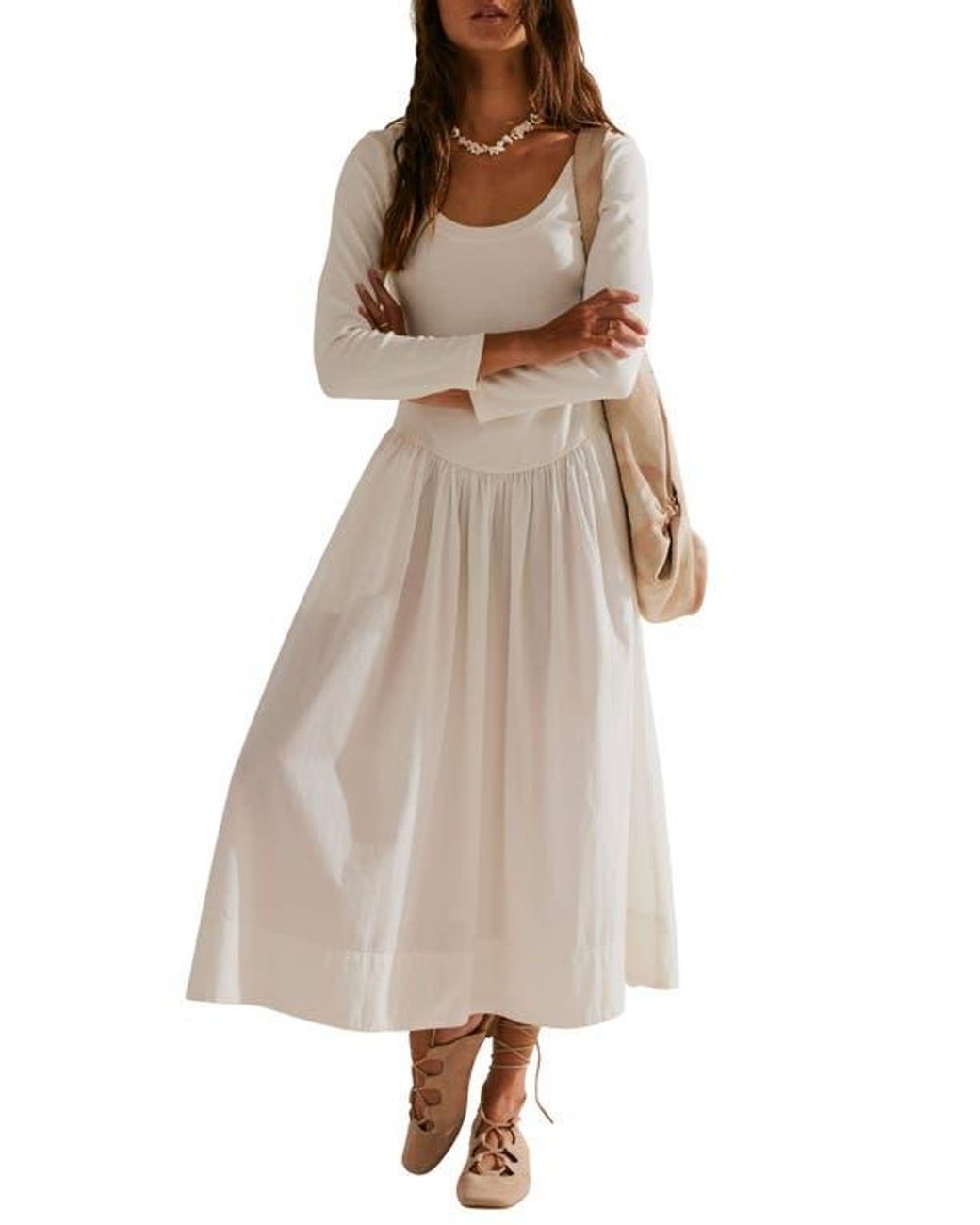 Free People Aelia Long Sleeve Maxi Dress in Natural | Lyst Free People Aelia Long Sleeve Maxi Dress in Natural | Lyst