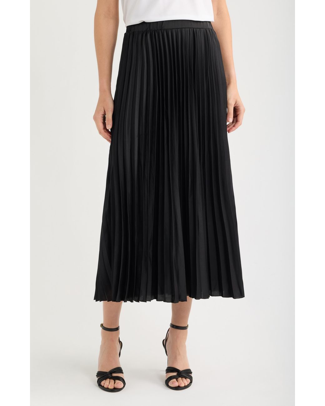 Halogen® Black Pleated Midi Skirt