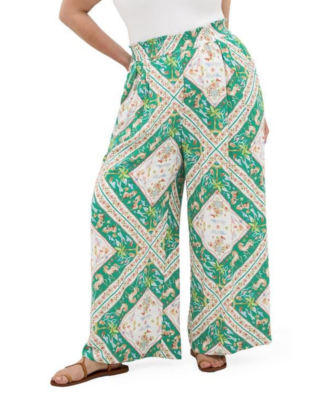 City Chic Green Jayla Print Pants