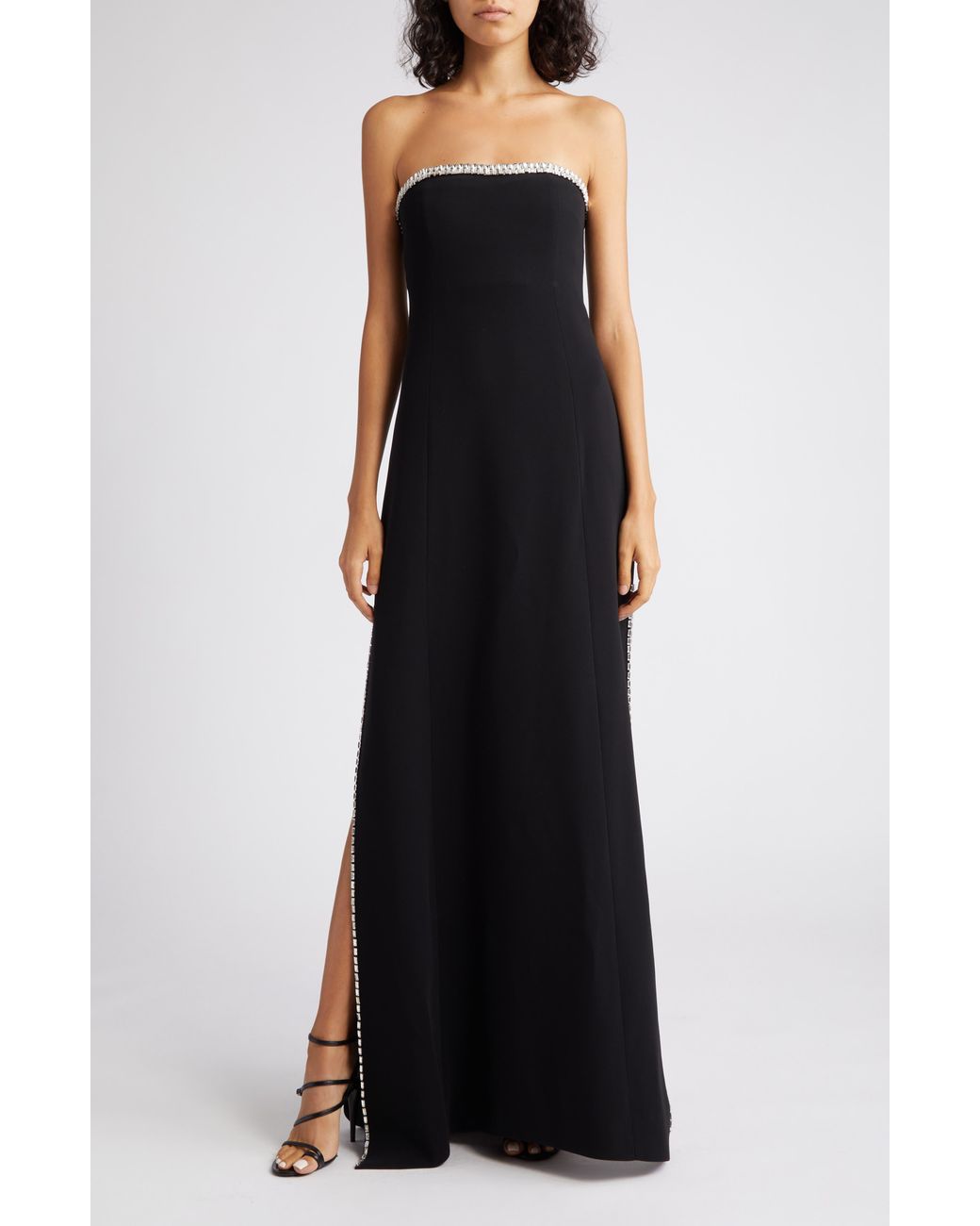 Cinq À Sept Collins Embellished Strapless Gown in Black | Lyst