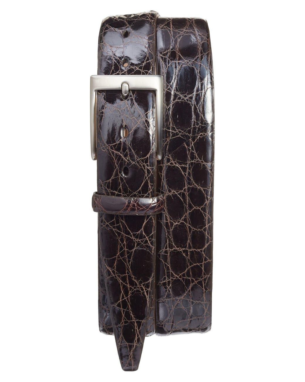 Torino Leather Company Italian Brown Alligator Embossed Leather Belt