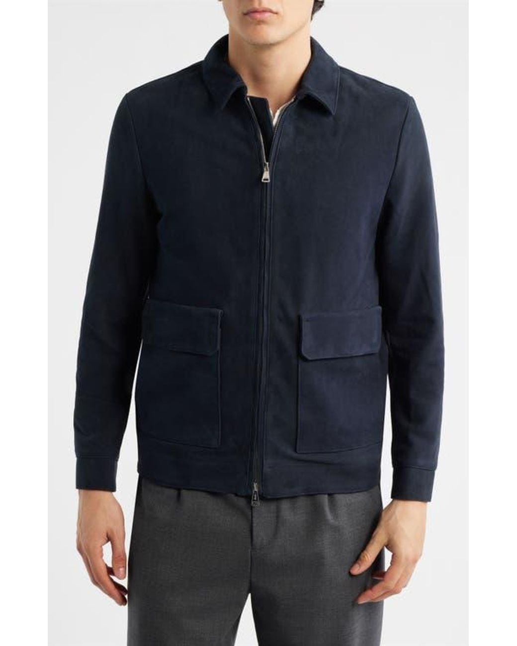 Aurélien Blue Suede Zip Jacket for men