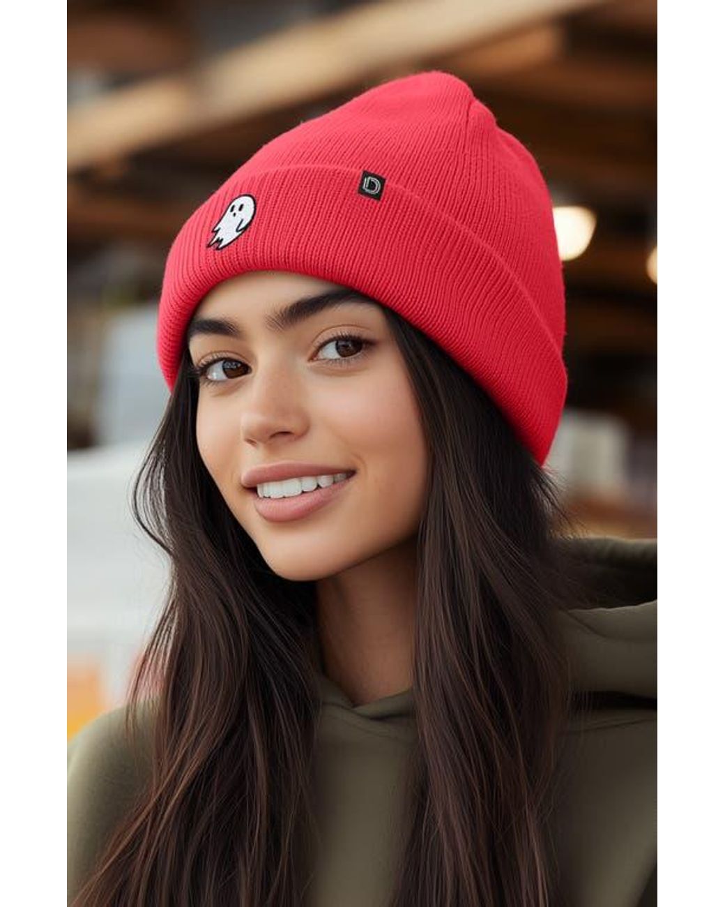 Alix Red Ghost Beanie for men