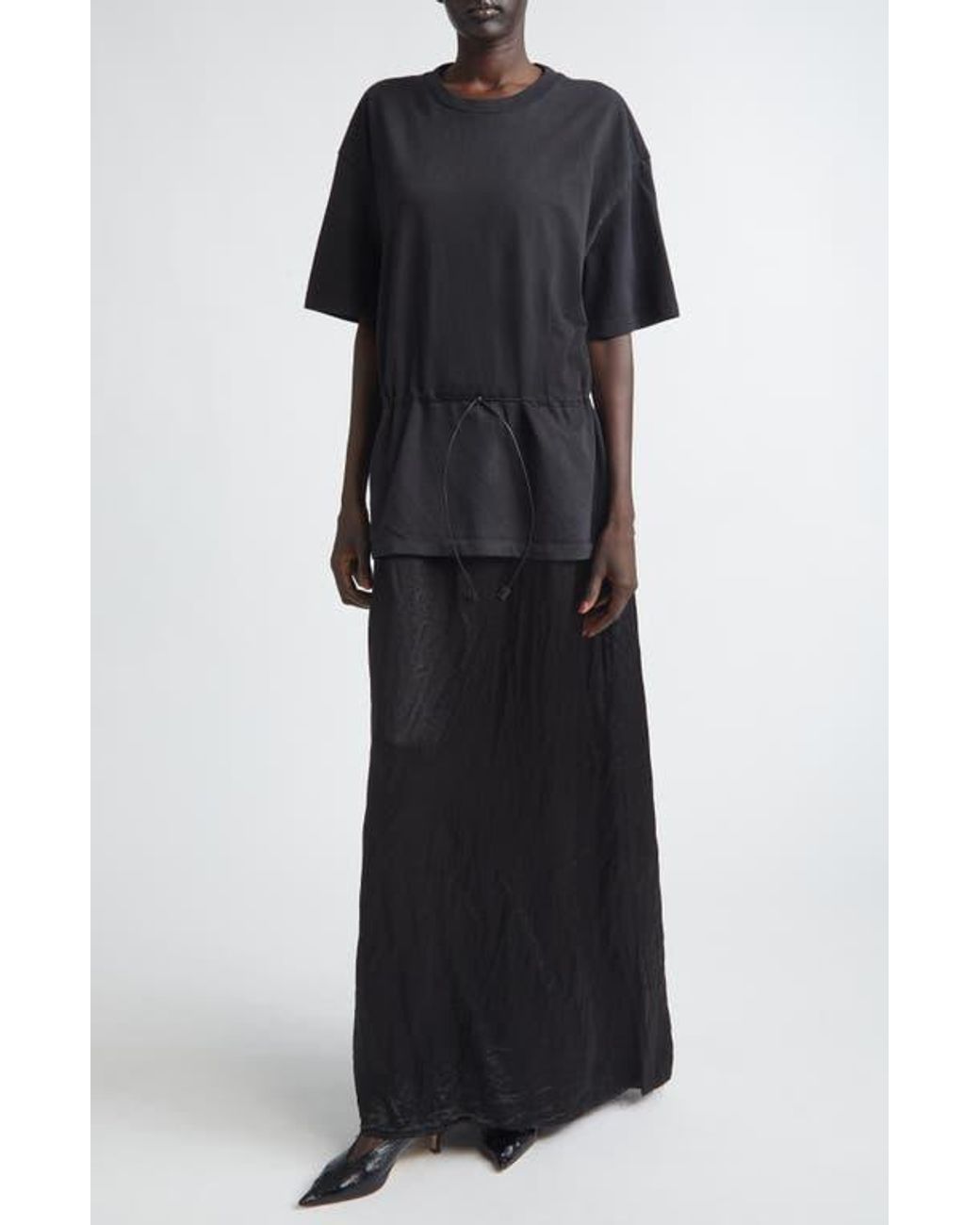 drawstring waist t shirt dress Ynynloco Women V Neck Short Sleeve Drawstring Waist Dress Casual Loose Fit T-Shirt Dress with Pockets, Women's, Size: XL