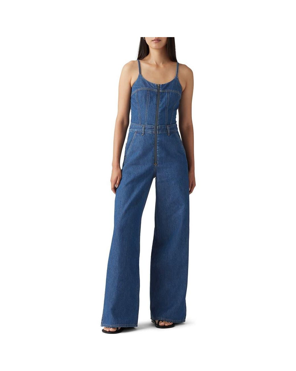 Levi's Blue Bustier Zip Denim Jumpsuit