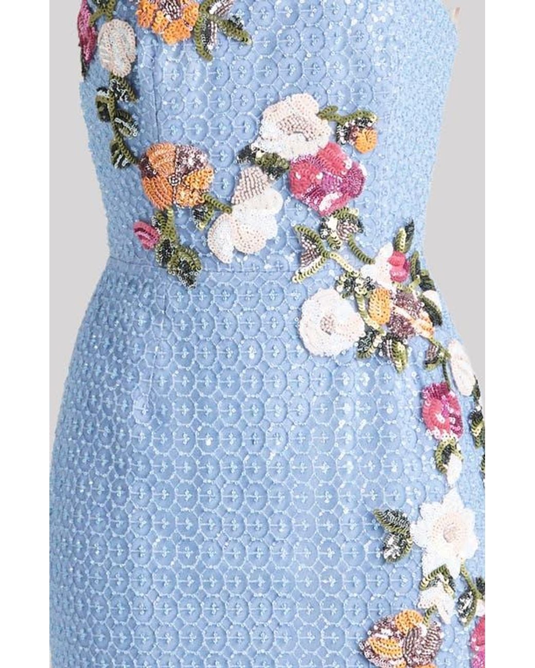 silvia floral sequin strapless cocktail dress Helsi Silvia Strapless 3D Floral Strapless Stretch Sequin Maxi Dress