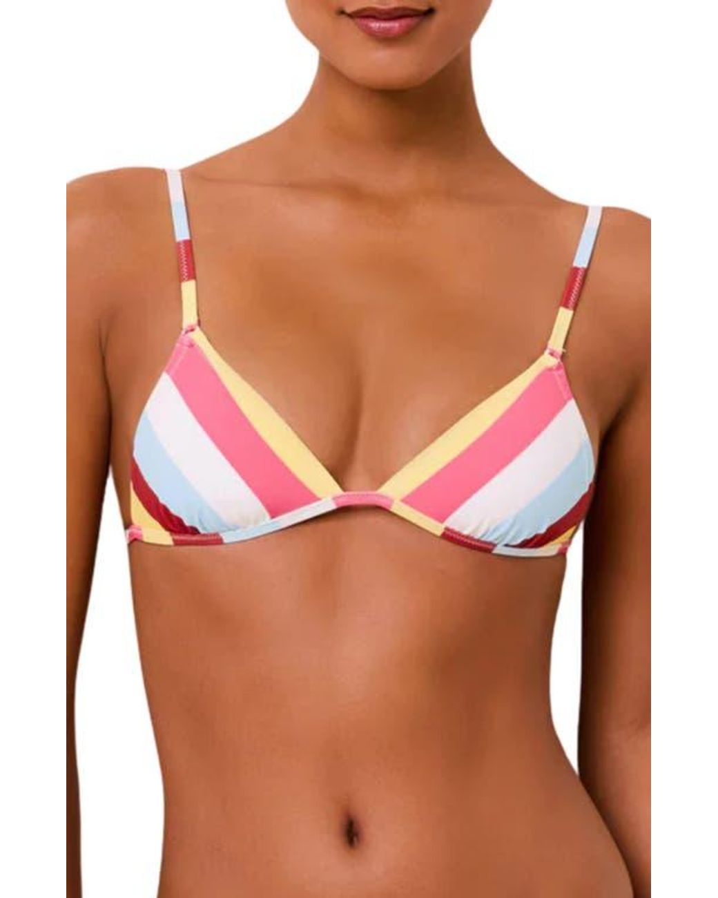 Solid & Striped Orange The Lulu Stripe Triangle Bikini Top