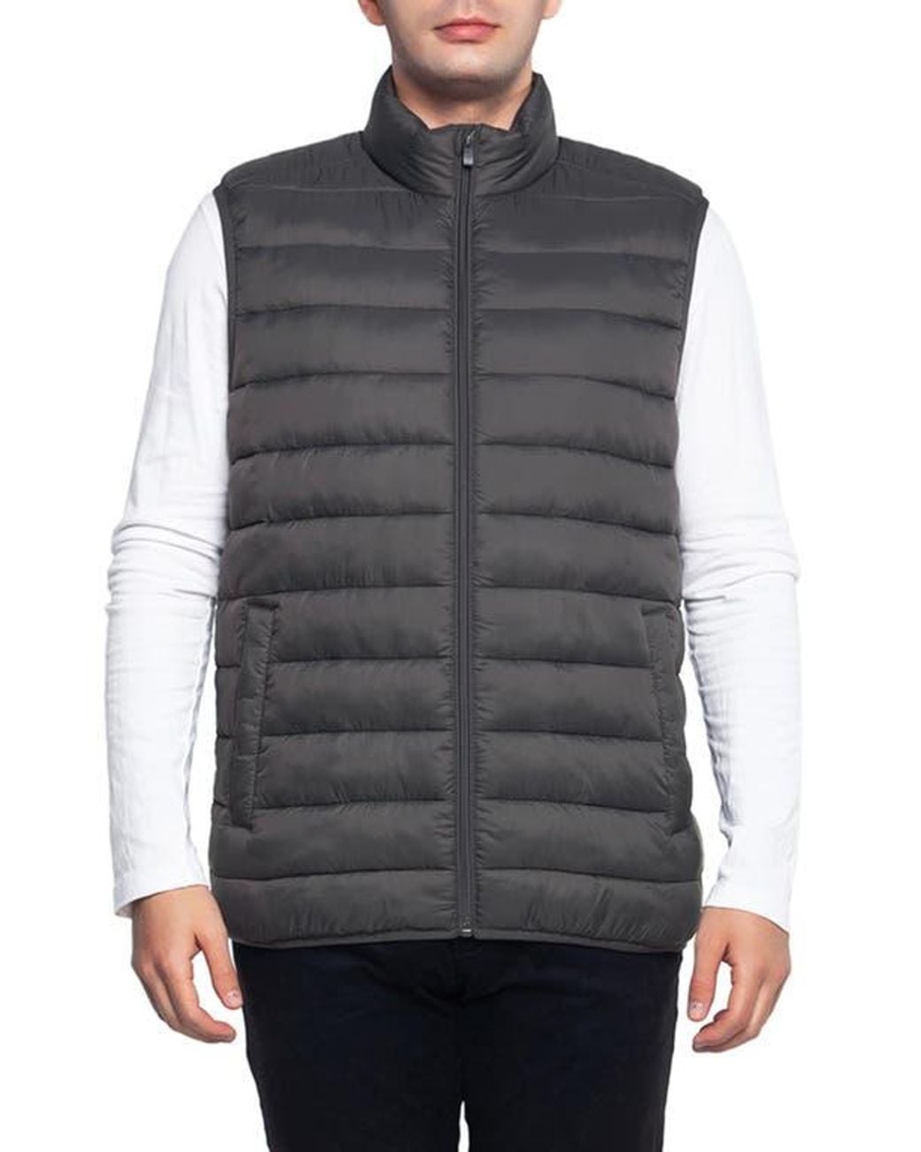 Rokka&Rolla Gray Lightweight Puffer Vest for men