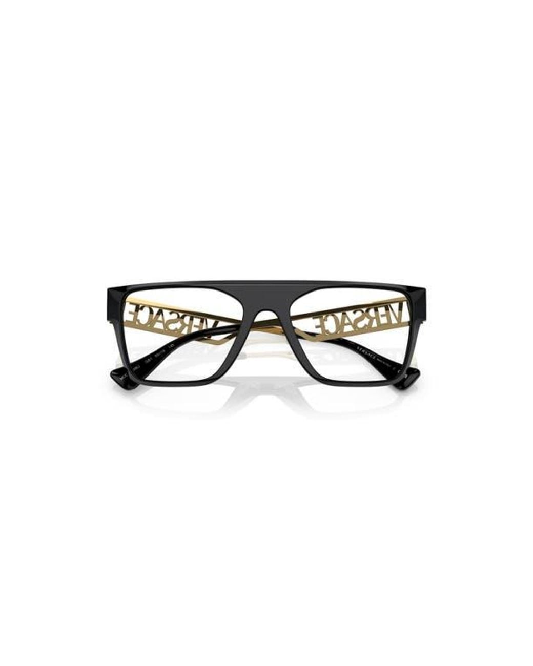 Versace Black 55Mm Rectangle Optical Glasses for men