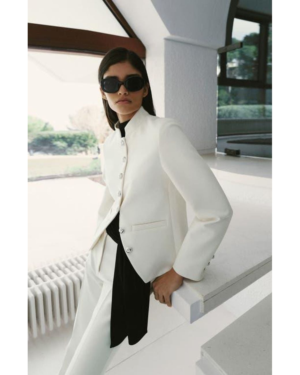 Mango Natural Mandarin Collar Jacket