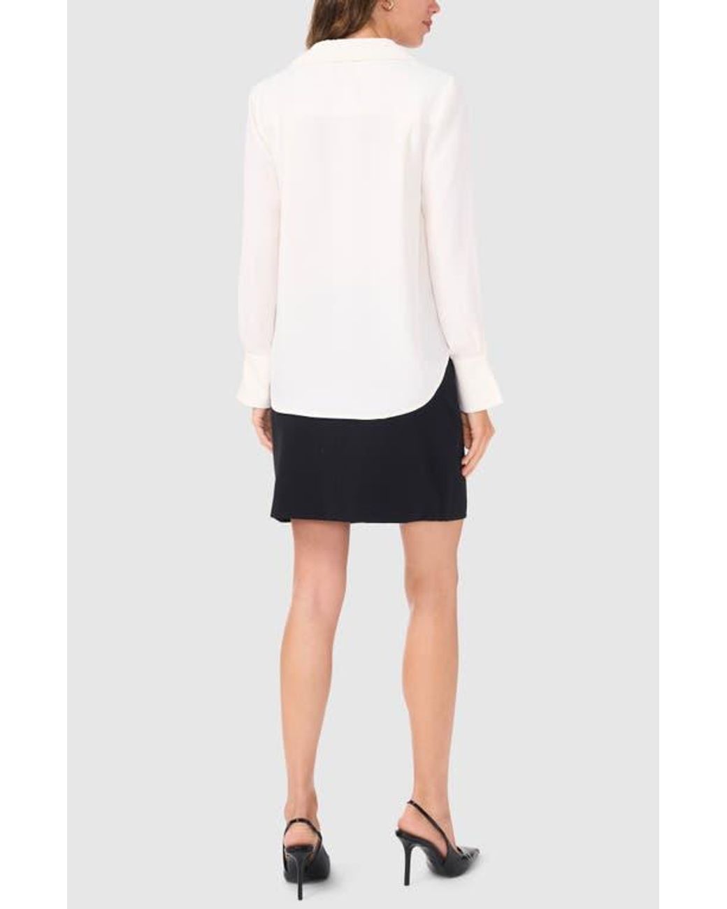 Halogen® White Split Cuff Button-Up Top