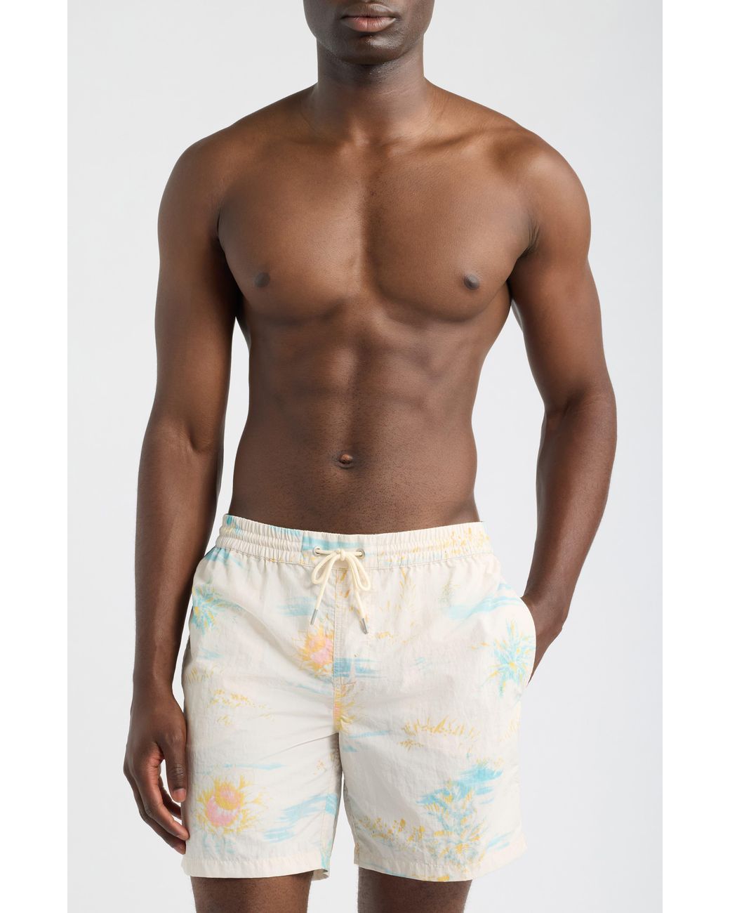 AllSaints White Bleachsurf Swim Trunks for men