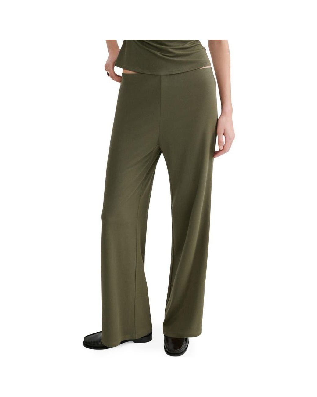 Mango Green Pull-On Straight Leg Pants