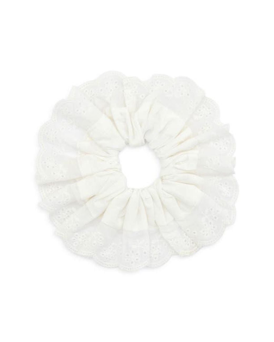 Tasha White Oversize Eyelet Scrunchie