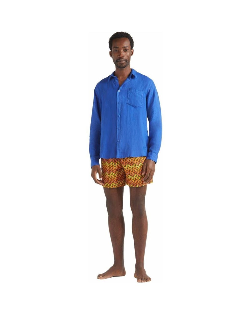 Vilebrequin Blue Linen Solid Shirt for men