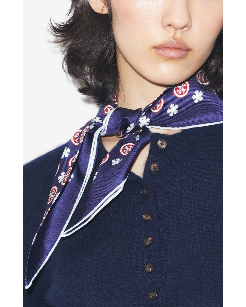 Tory Burch Blue Silk Triangle Scarf
