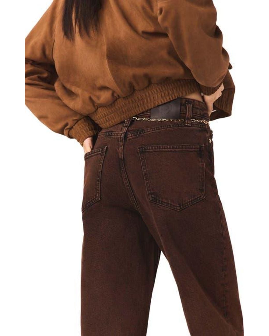 Maje Brown Bootcut Jeans With Chain