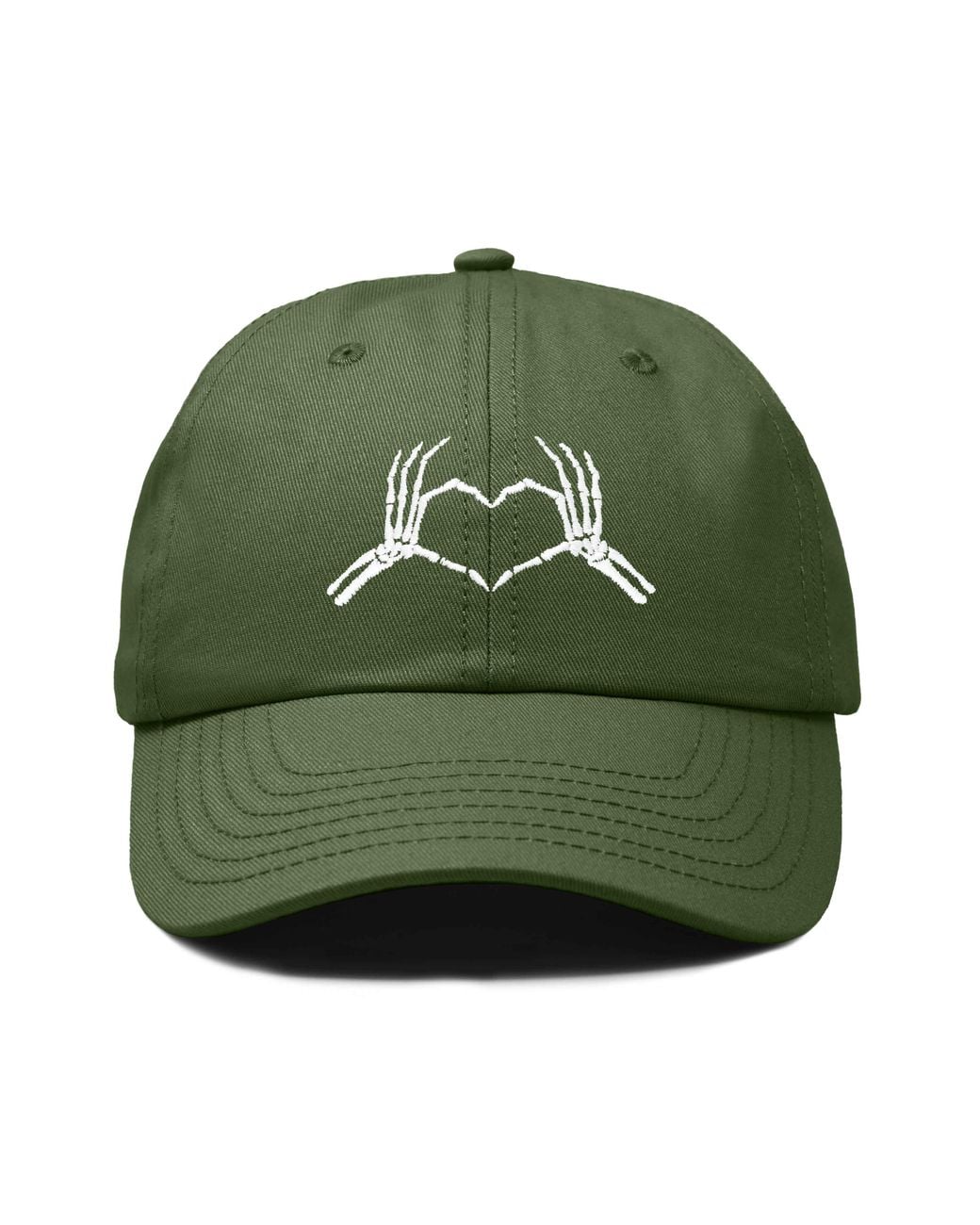 Alix Green Skeleton Heart Embroidered Dad Hat