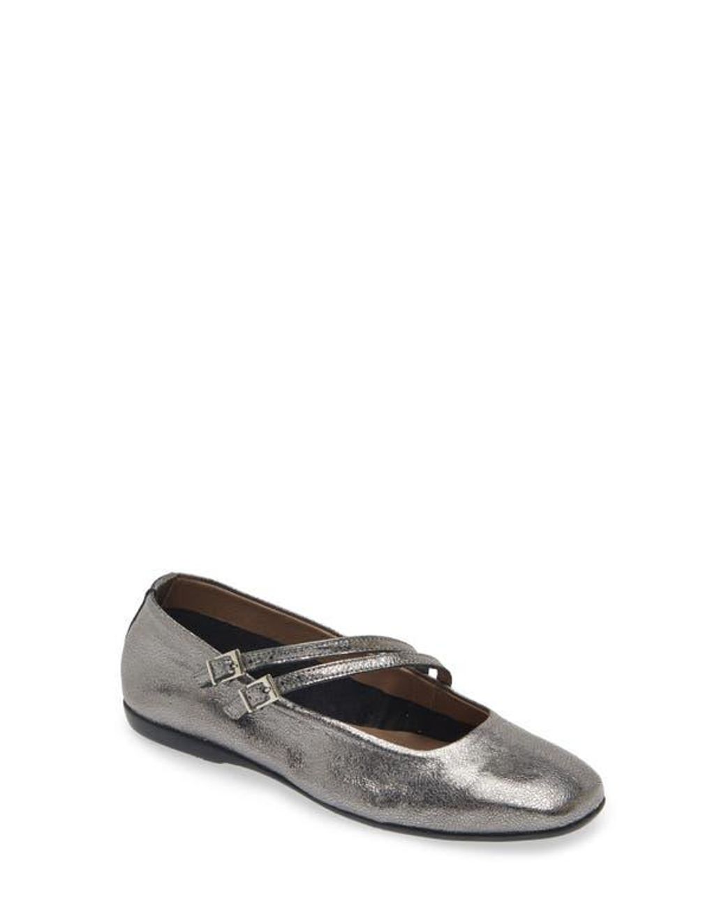 Wonders Gray Asymmetric Double Strap Flat