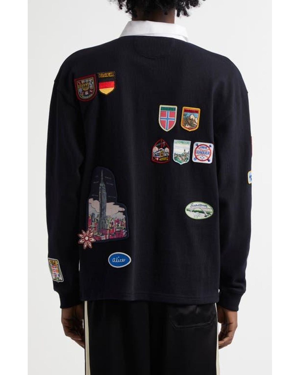 Bode Passport Patch Rugby Shirt in Black for Men | Lyst