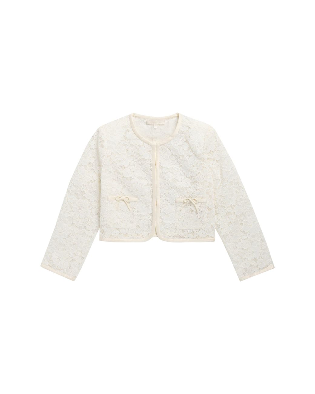 LoveShackFancy White Kids' Mini Junetta Lace Crop Jacket