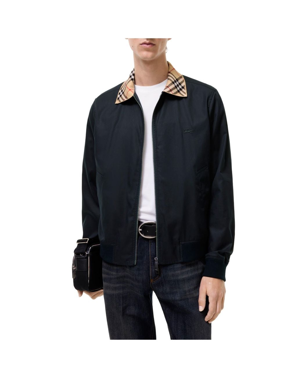Burberry Blue Gabardine Glenfields Harrington Jacket for men
