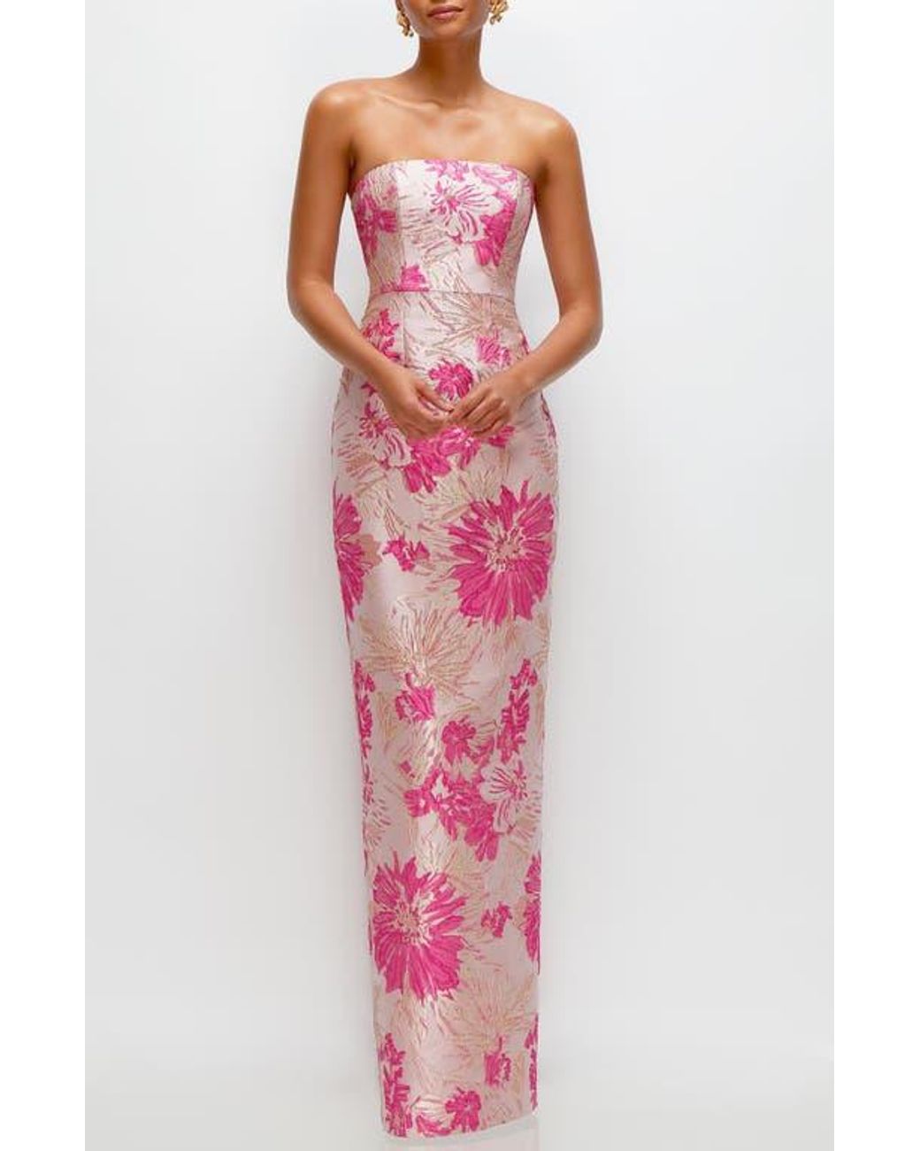 calvin klein women's strapless metallic jacquard formal dress 241C2302 Sheath Strapless Jacquard Column Evening Dress main image 0