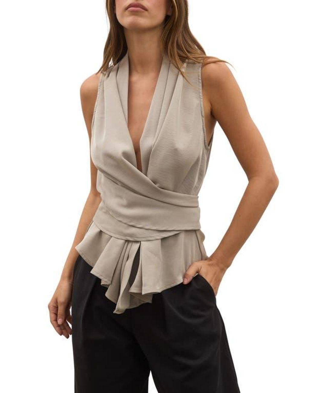 Bayse Black Leon Wrap Top