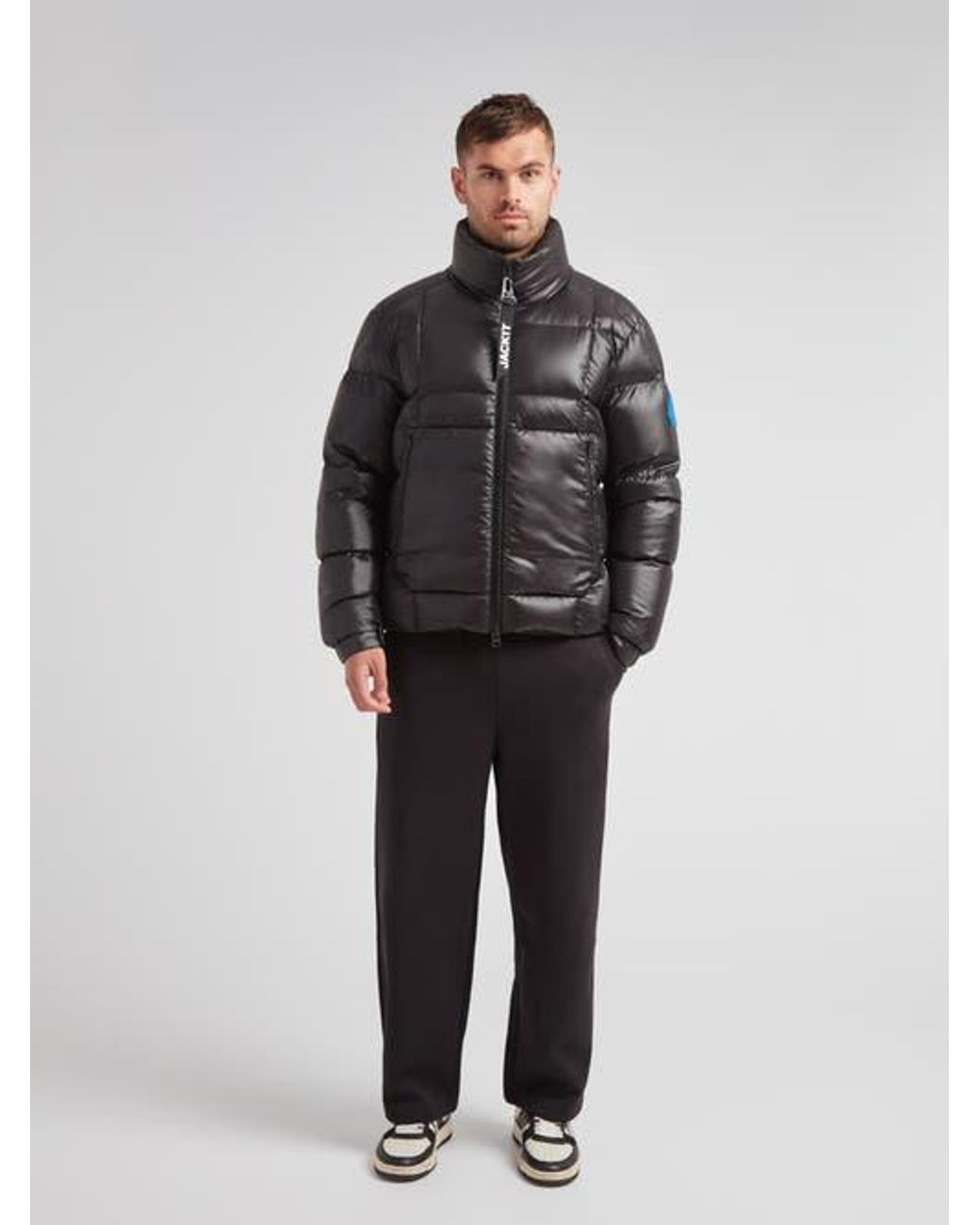Jacket Gray Ez Boxed Funnel Neck Puffer Jacket for men