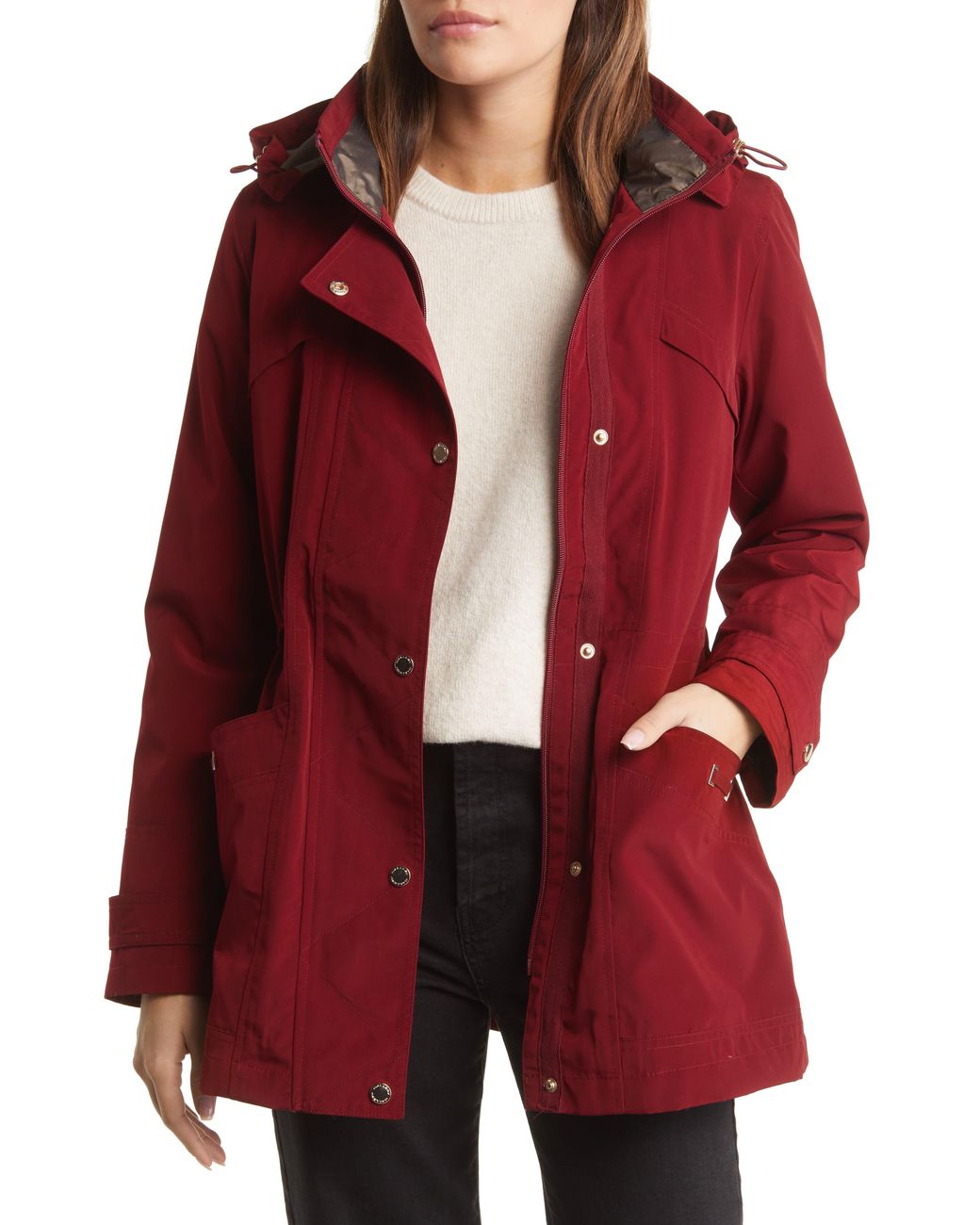 Gallery raincoat with store detachable hood