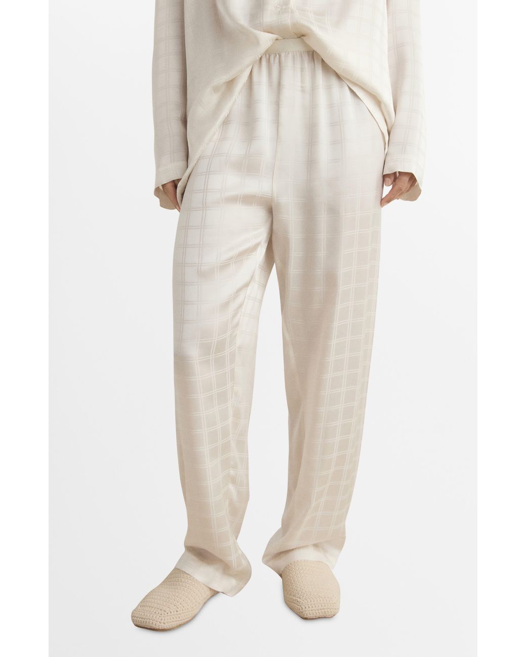 Mango Natural Check Pajama Pants