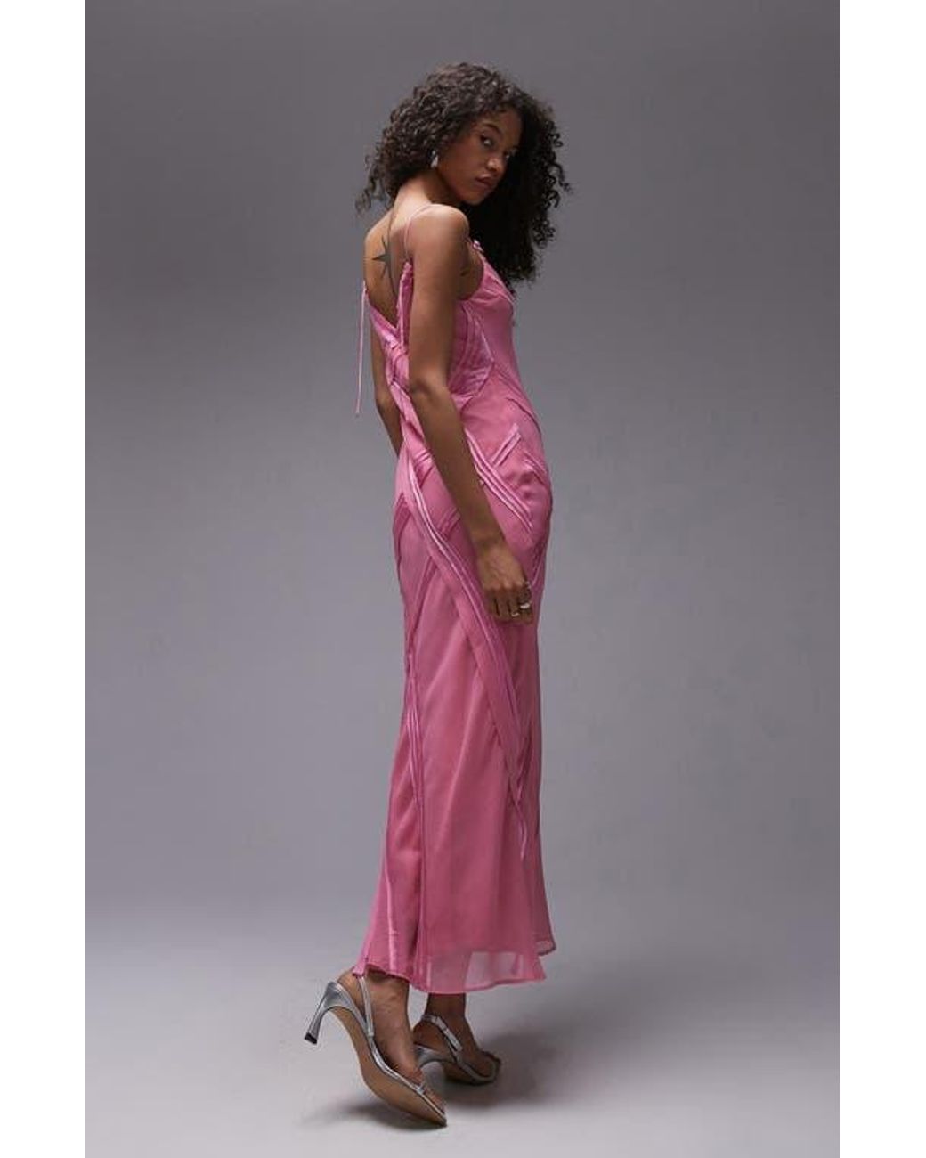knee length dresses for ladies Tube Dress METALLIC PINK – SPRWMN main image 1