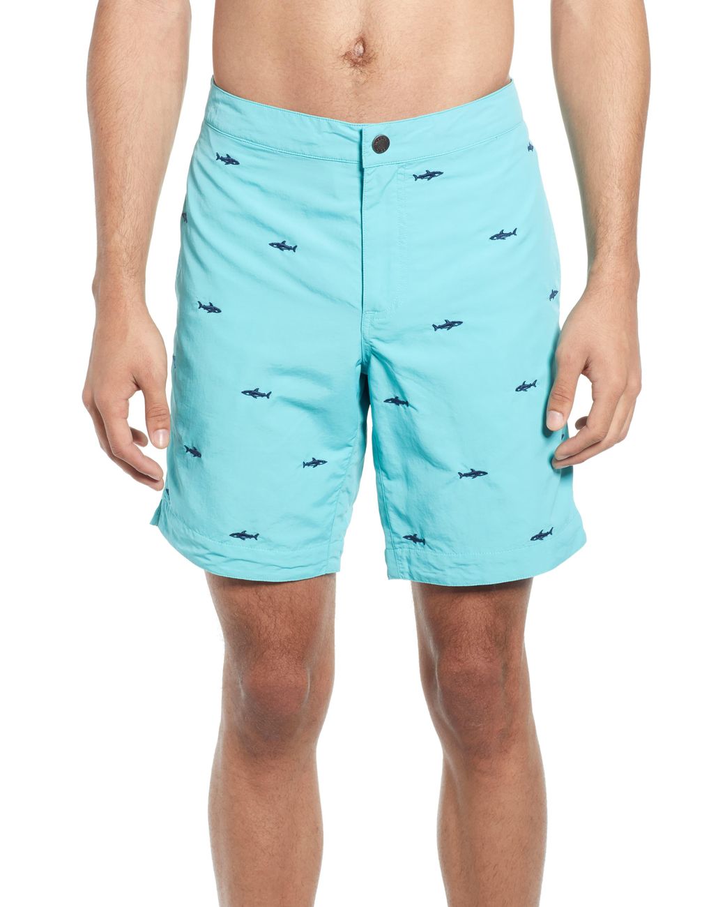 Boto Aruba Slim Fit Shark Swim Trunks in Blue for Men Lyst
