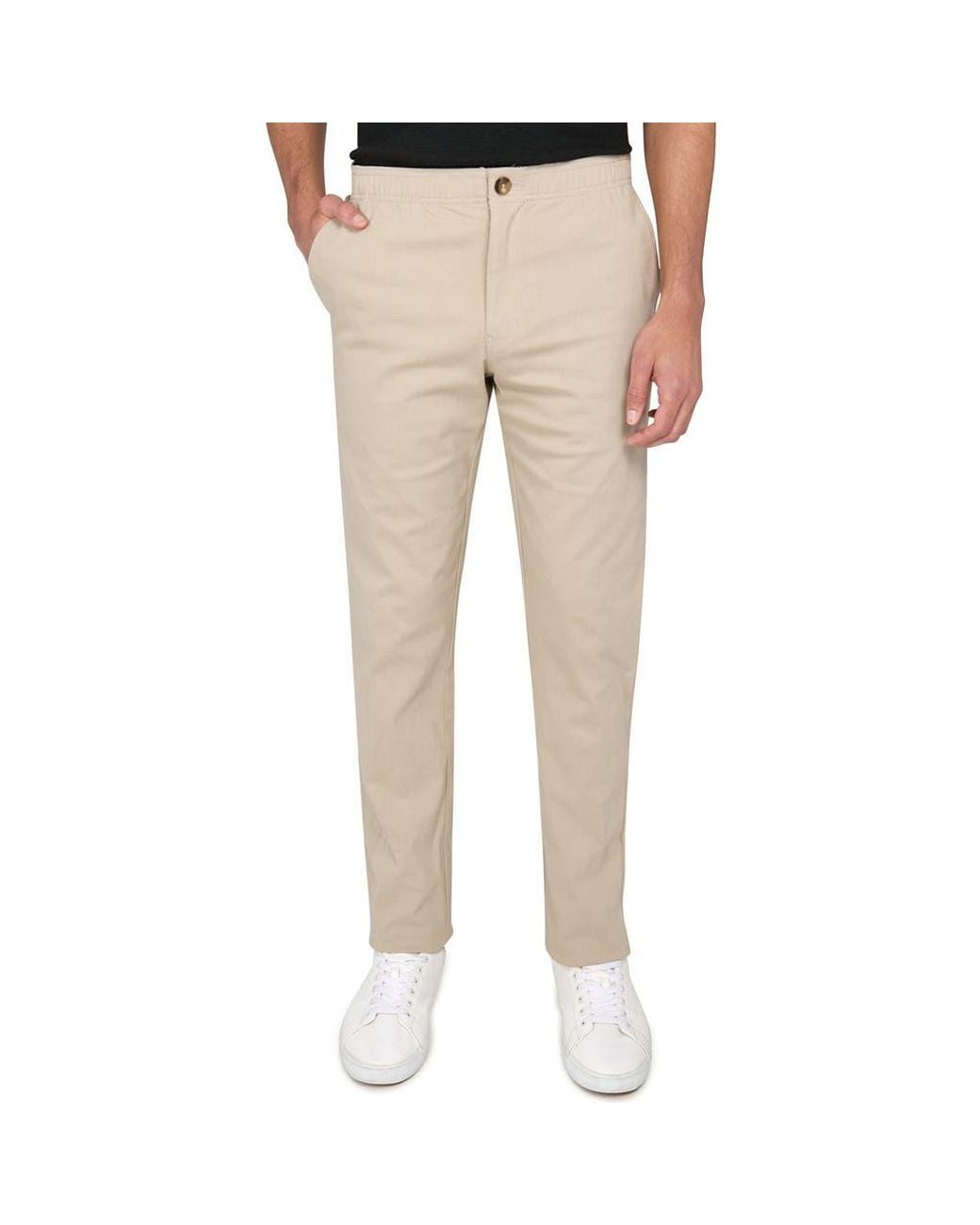 Con.struct Natural Slim Fit Solid Drawstring Pants for men
