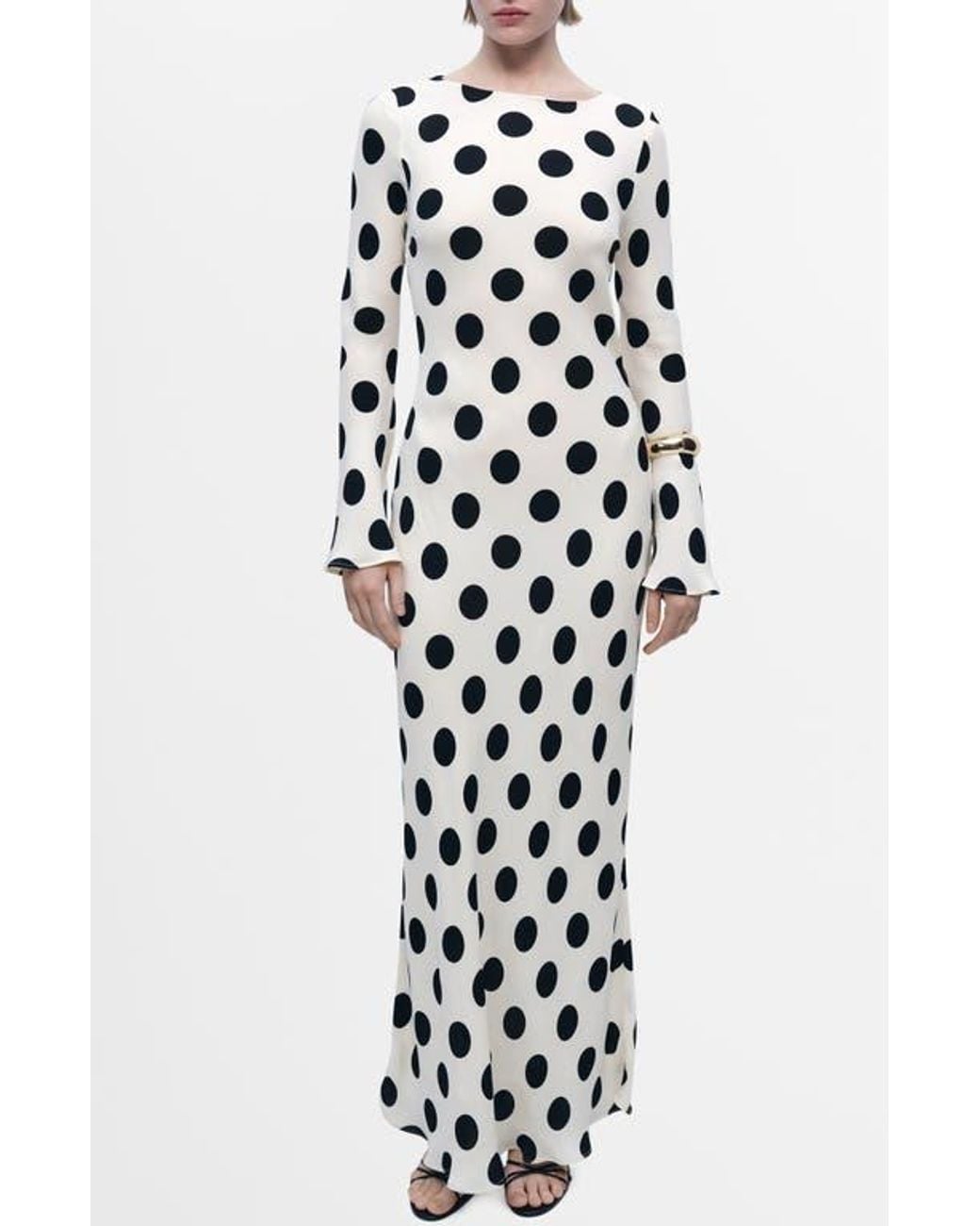 Mango Polka Dot Long Sleeve Maxi Dress in White | Lyst Mango Polka Dot Long Sleeve Maxi Dress in White | Lyst