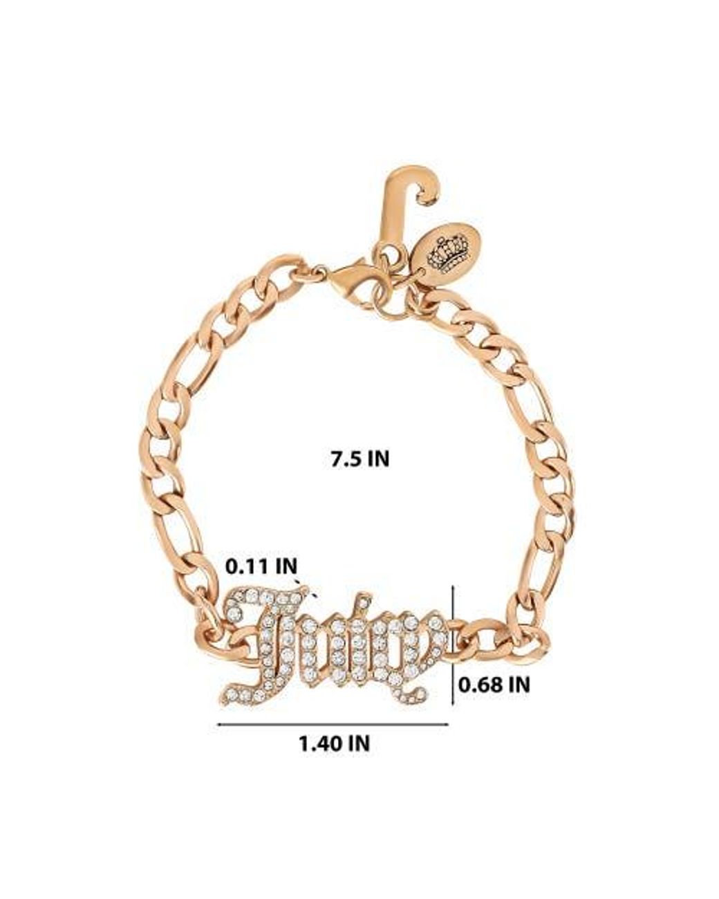 Juicy Couture Crystal Script Logo Chain Bracelet in Metallic | Lyst