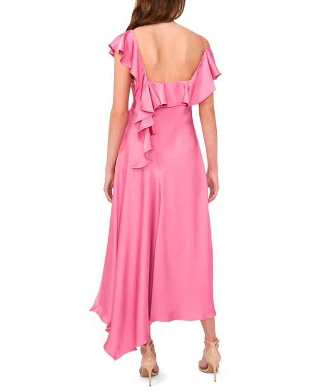 Parker Pink The Bridget Ruffle One-Shoulder Dress