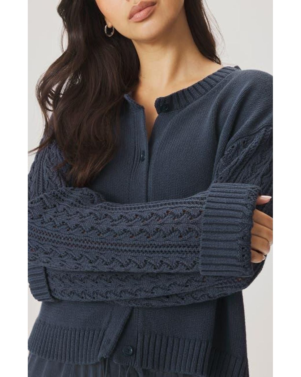 Splendid Blue Gracie Cable Stitch Sleeve Cardigan