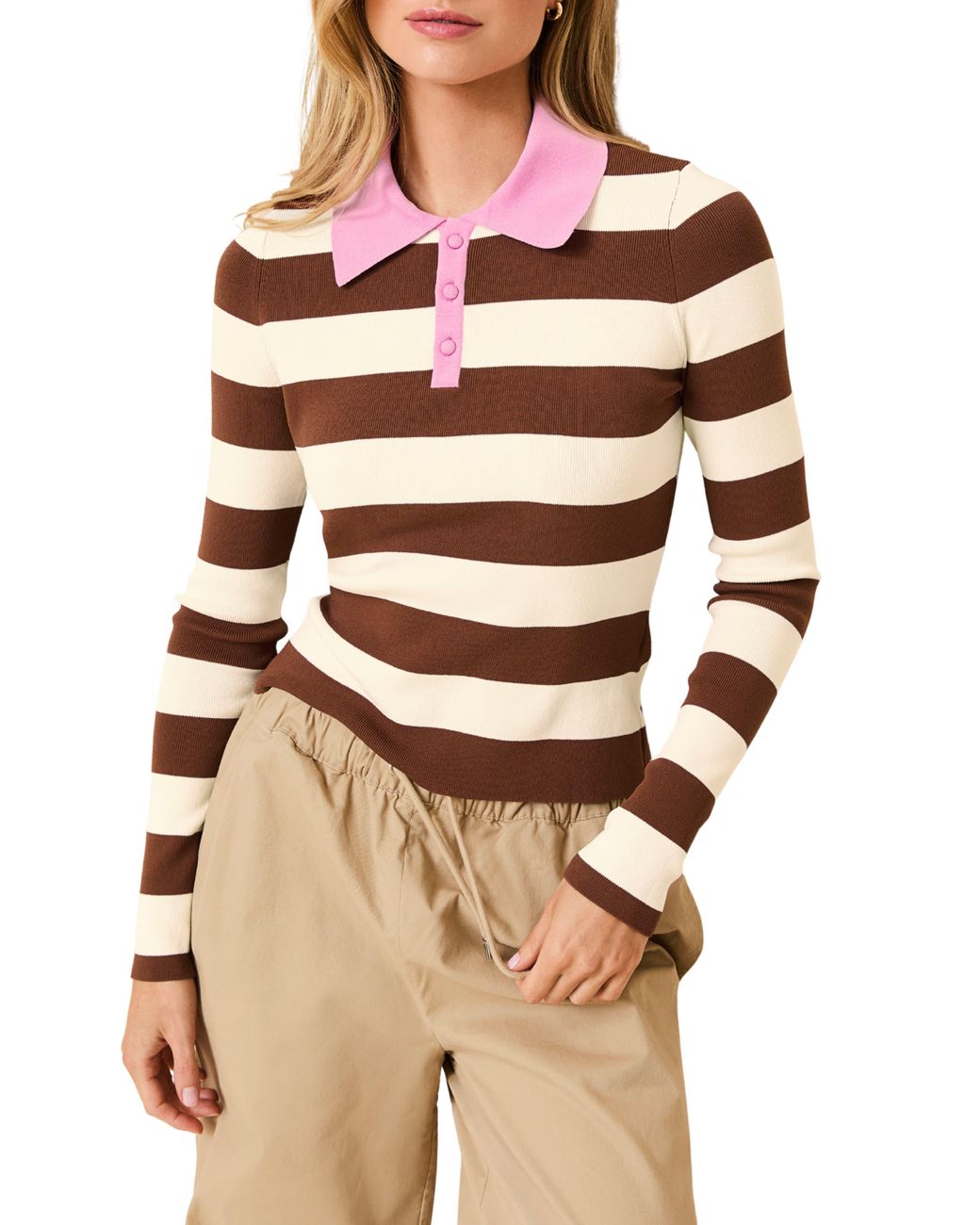 Solid & Striped Natural The Debra Rubgy Stripe Top