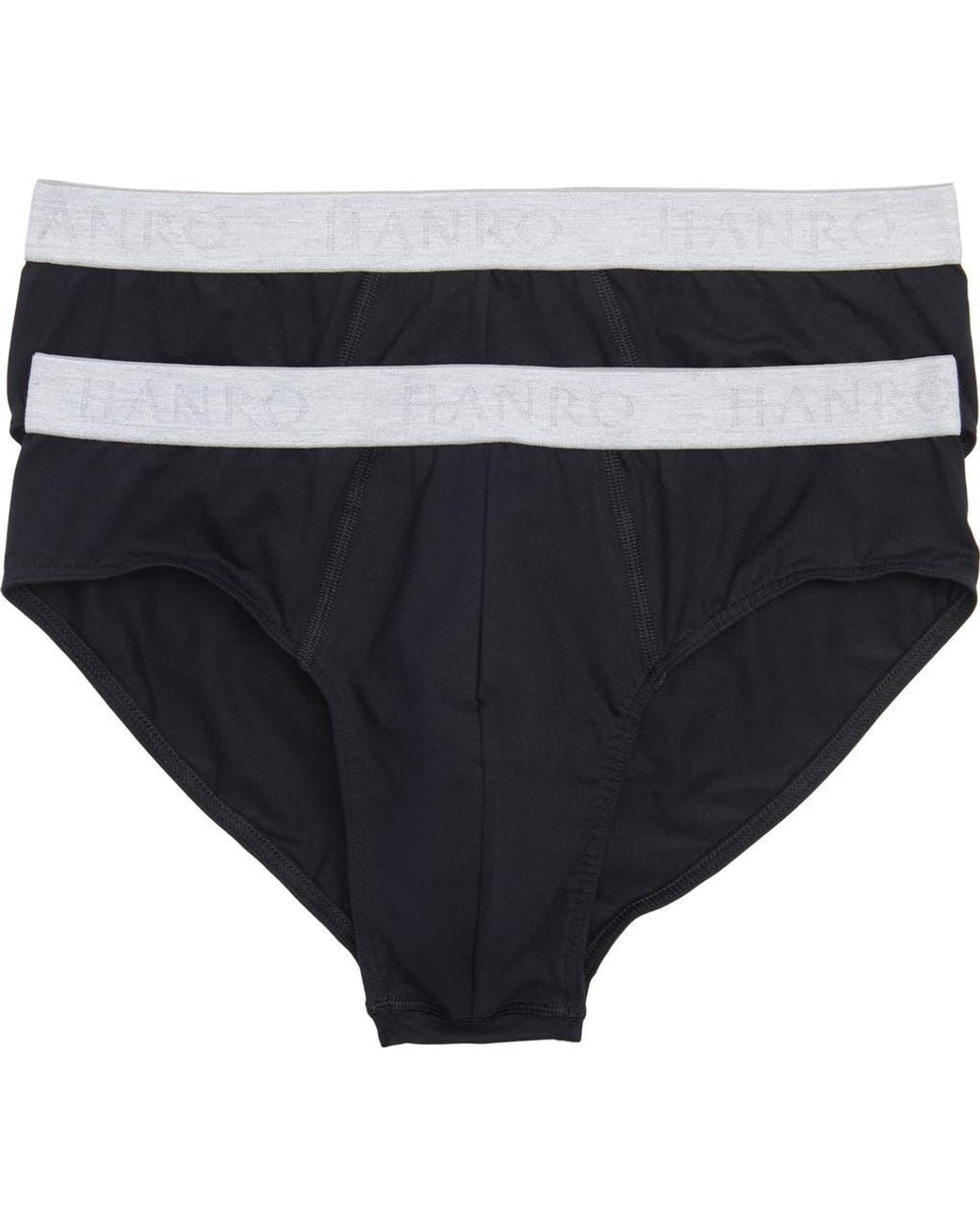 Hanro Black Cotton Essentials 2-Pack Cotton Briefs for men